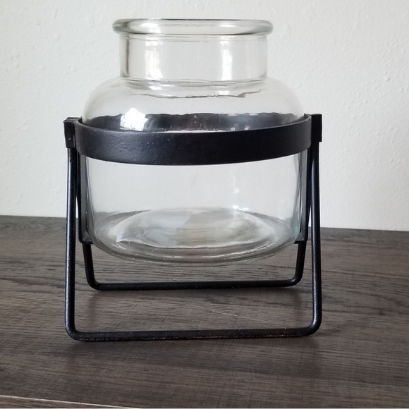 Decor Steals Accents Apothecary Glass Jar With Black Metal Stand